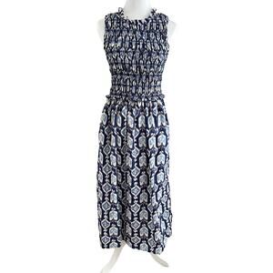 J. McLaughlin The Ciri Sleeveless Geometric Print Smocked Dress  I M